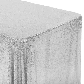 Glitz Sequin Mesh Net Tablecloth  90"x156" Rectangular -  Silver