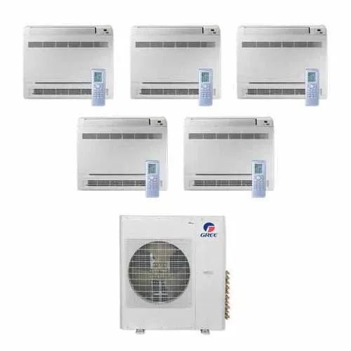 GREE Multi Gen2 Series 42,000 BTU 5-Zone Mini Floor Console 9K 9K 9K 9K 18K Ductless Mini-Split System