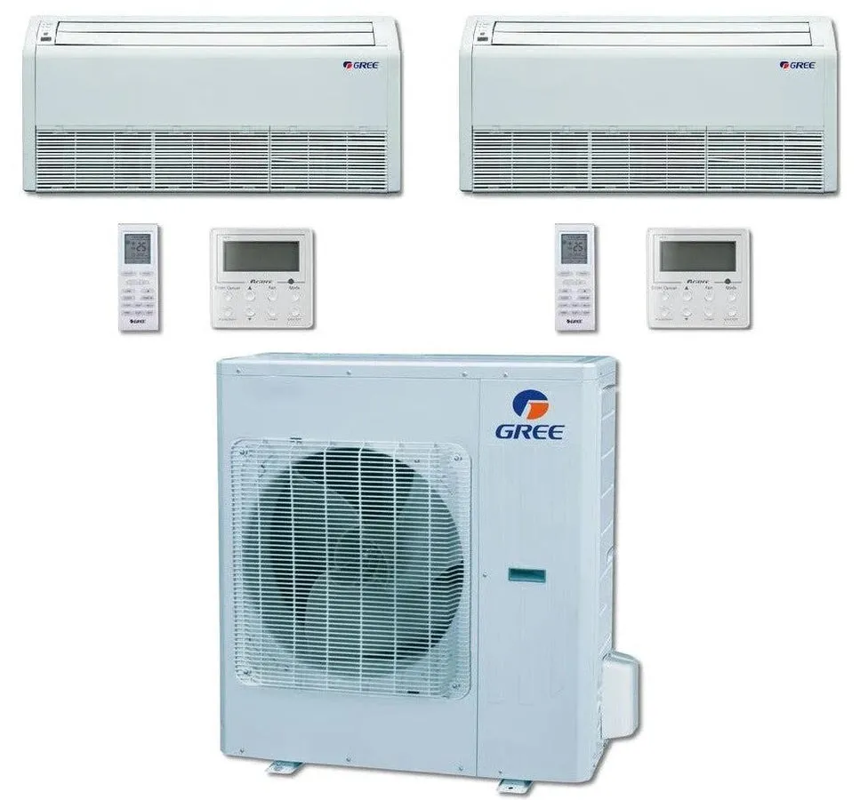 GREE Multi  Ultra Series 24,000 BTU 2-Zone Universal Floor/Ceiling 18K 12K Ductless Mini-Split System