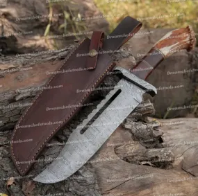 Handmade Forged Damascus Steel Hunting Bowie Rambo Knife With Deer Stag Antler Handle