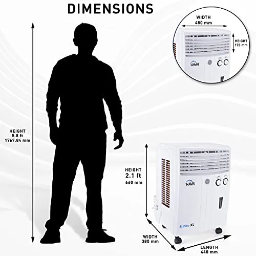 HAVAI Simba XL Personal Cooler with Blower - 20L, White