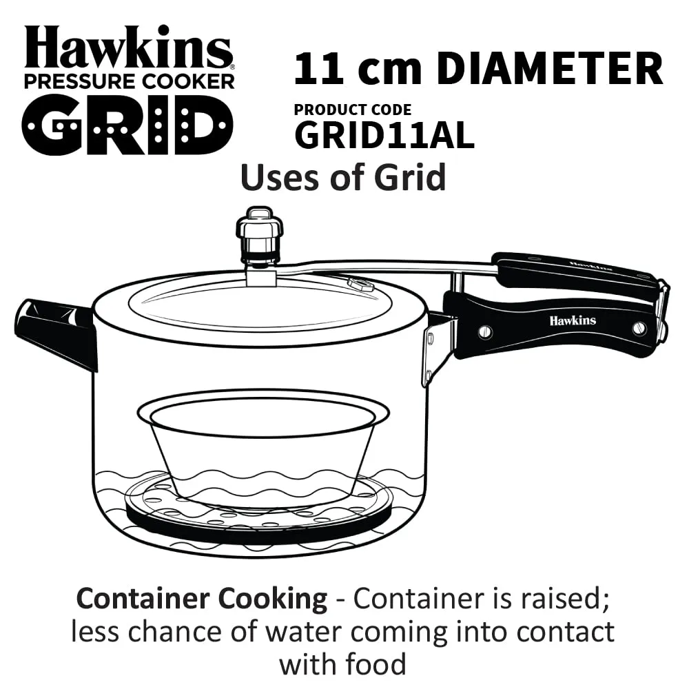 Hawkins 11 cm Pressure Cooker Grid for Steaming Food and Container Cooking, Silver (GRID11AL), Aluminium,3 litre