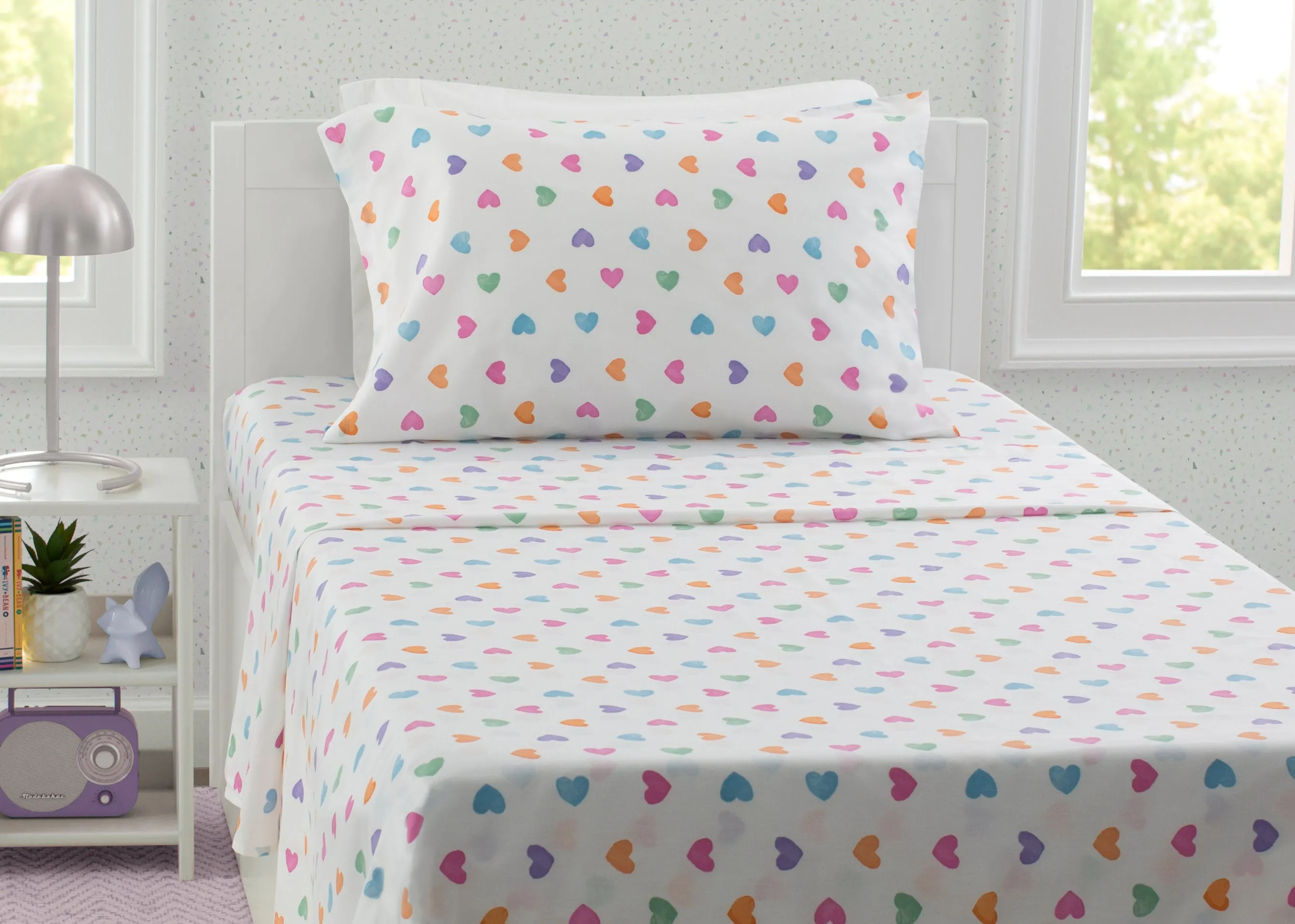 Hearts Printed 3-Piece Twin Sheet Set