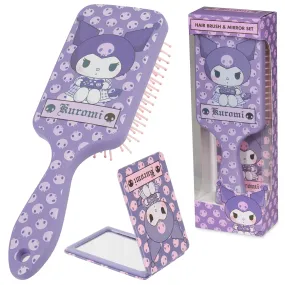 Hello Kitty Detangle Hair Brush for Women, Teenagers, and Girls, Kawaii Hair Accessories - Cute Gifts for Her (Purple Kuromi 2 Pcs)