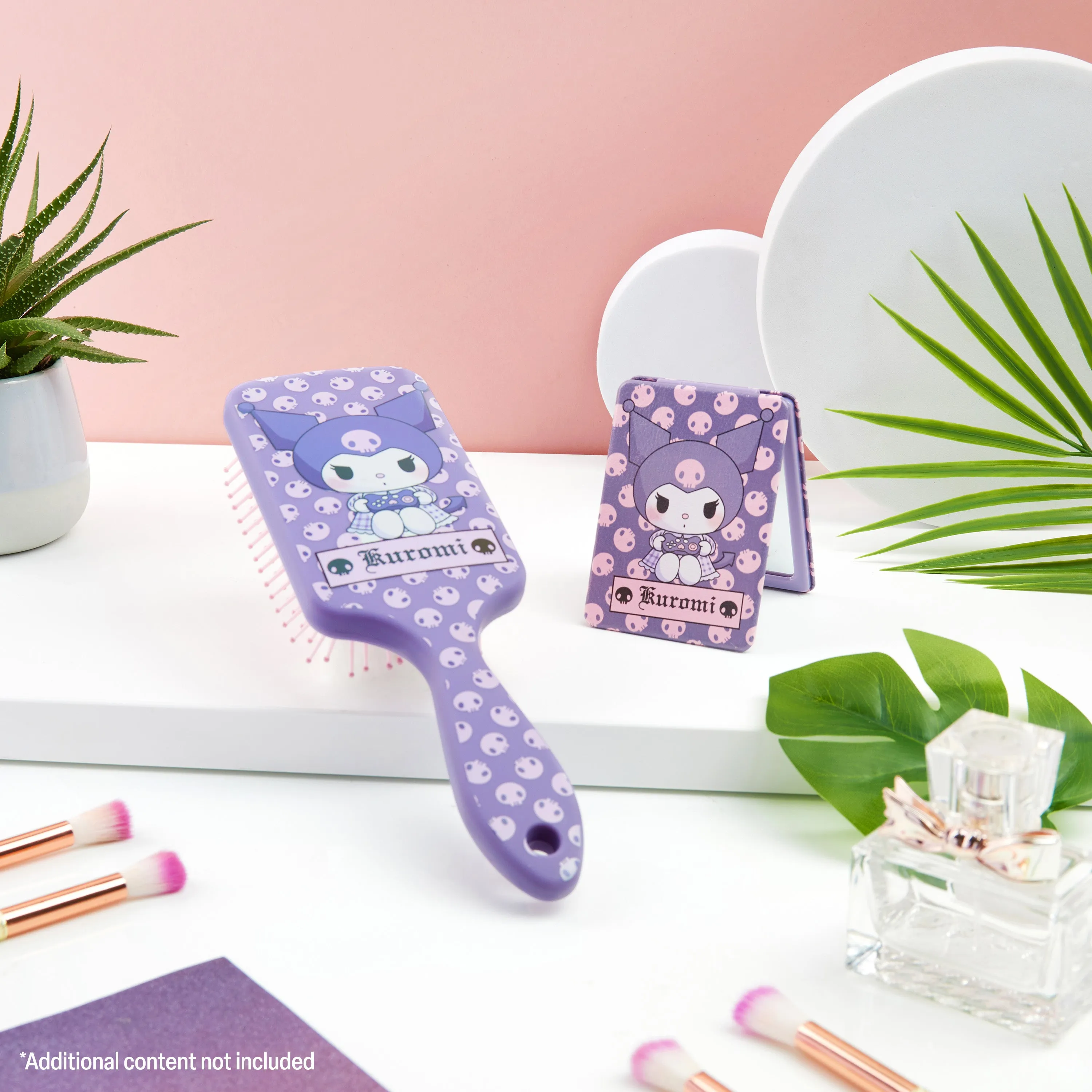 Hello Kitty Detangle Hair Brush for Women, Teenagers, and Girls, Kawaii Hair Accessories - Cute Gifts for Her (Purple Kuromi 2 Pcs)