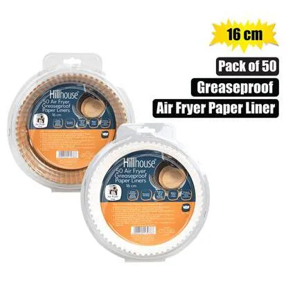 Hillhouse Air Fryer Greaseproof Liners 16cm Round 50pcs