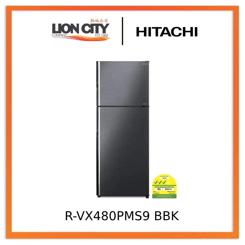 Hitachi R-VX480PMS9 - BSL/ BBK/ PWH 2-Door Deluxe Stylish Inverter Refrigerator