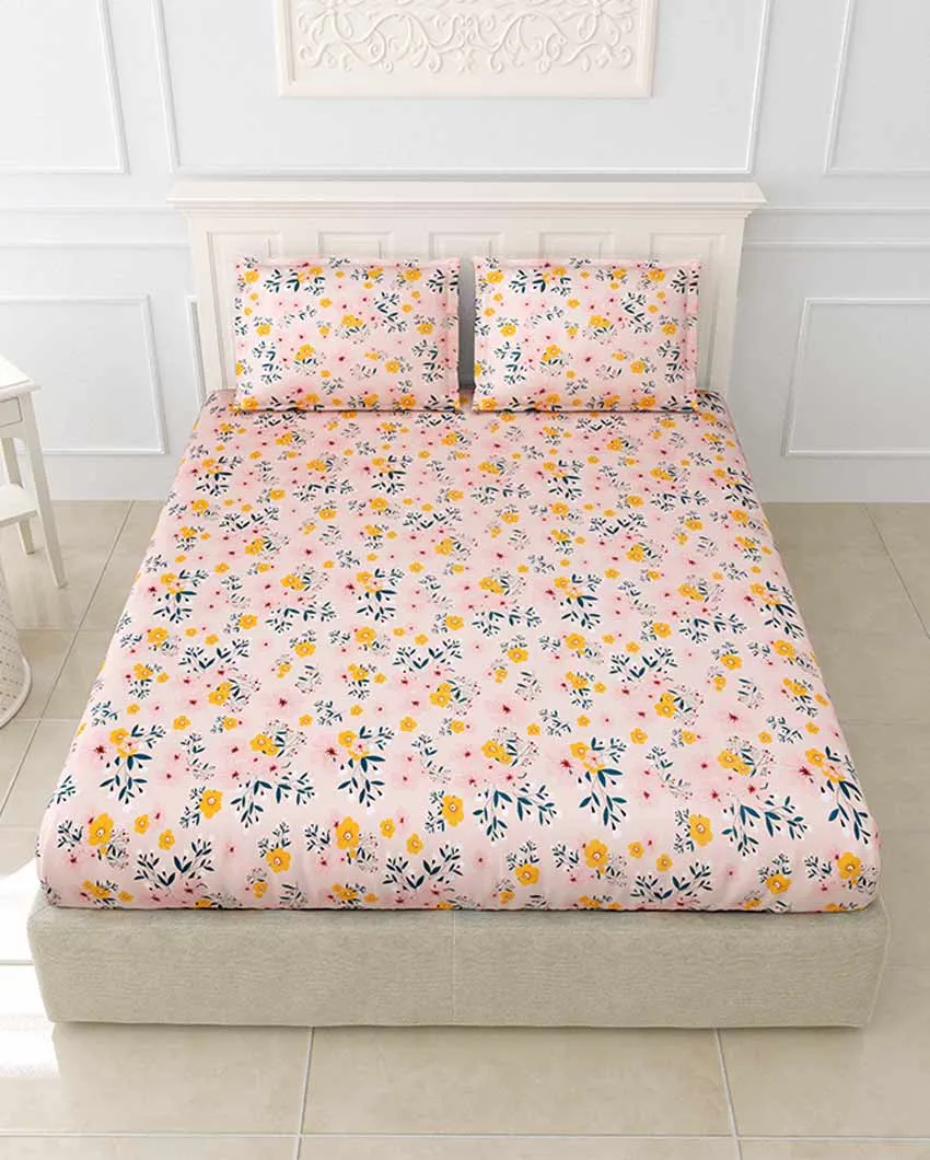 Honey Floral Polycotton Flat Bedding Set | King Size | 108 x 108 inches