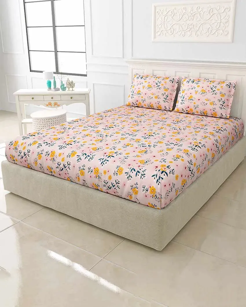 Honey Floral Polycotton Flat Bedding Set | King Size | 108 x 108 inches