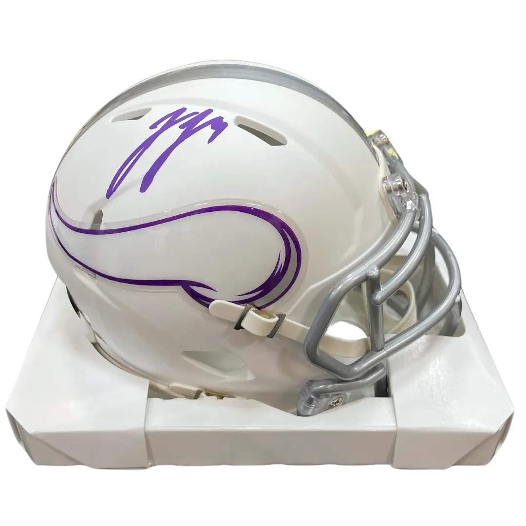 J.J. McCarthy Autographed Minnesota Vikings Winter Warrior Mini Helmet