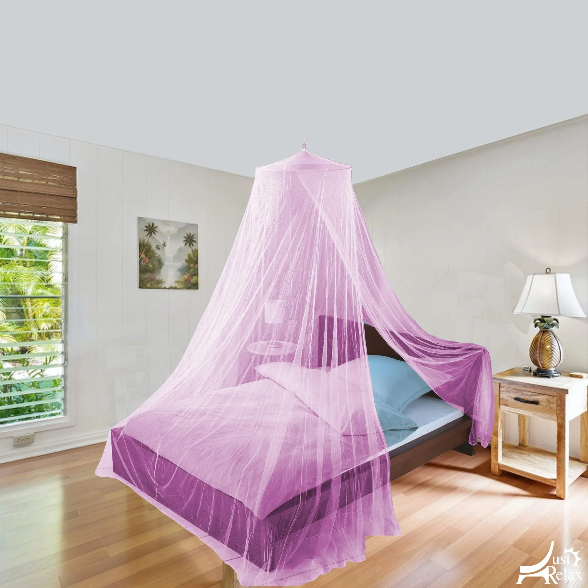 Just Relax Elegant Mosquito Net Bed Canopy Set, Pink, Twin-Full