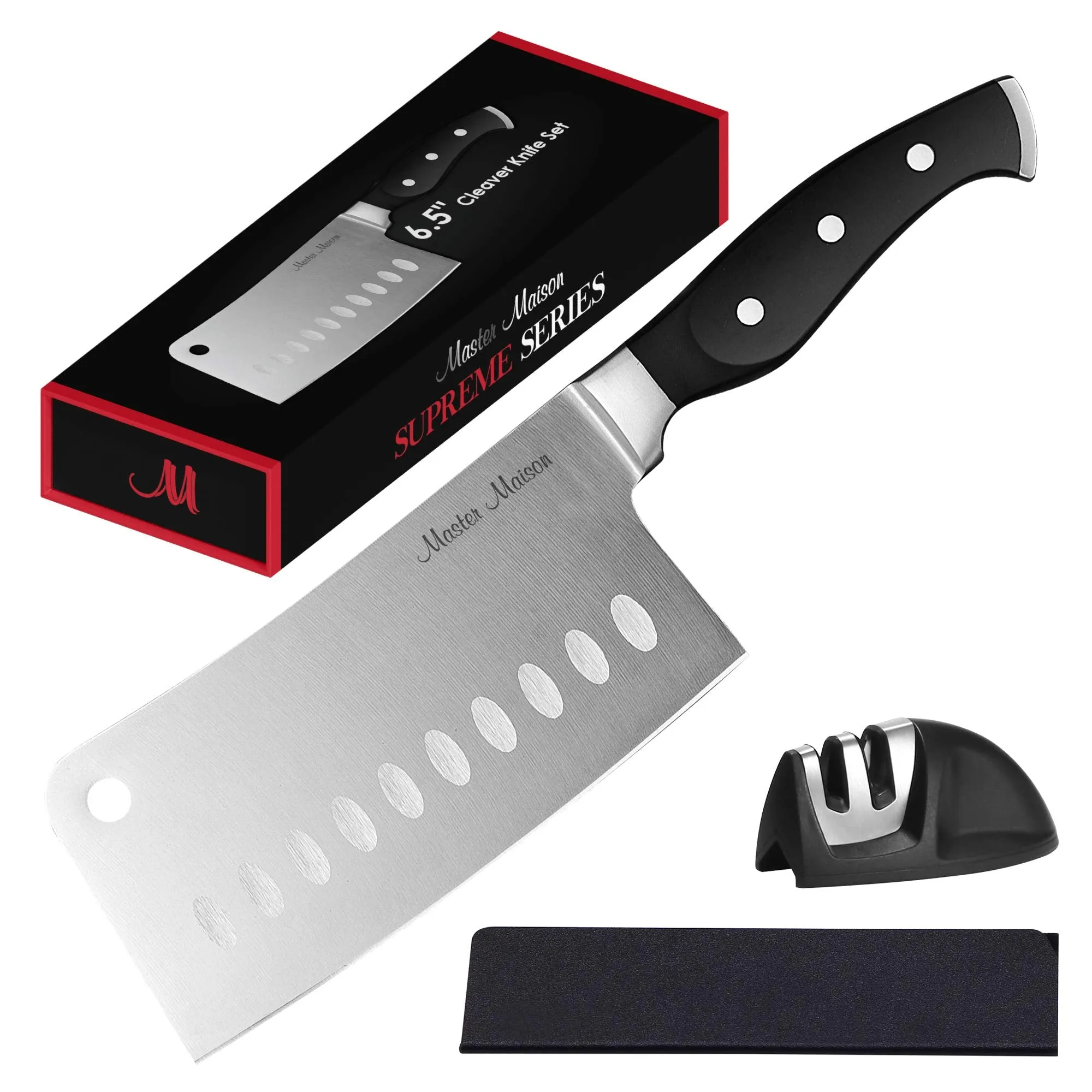 Kitchen Meat Cleaver Knife Set - Stainless Steel Professional Blade & Bone