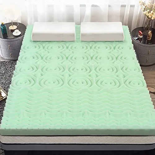 KOMFOTT Full Size Mattress Topper, 5-Zone Soft Memory Foam Mattress Pad Topper for Back Pain, 3 Inch