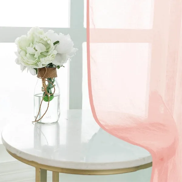 Linen textured Sheer Curtain for Living Room , Curtain for Bedroom, Readymade Curtain, Pack of 2 Curtains - Blush Pink