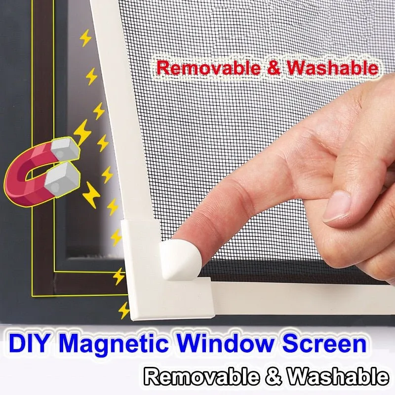 Magnetic Window Screen - Adjustable DIY Magnetic Mesh, Washable & Anti Fly Mosquito Net