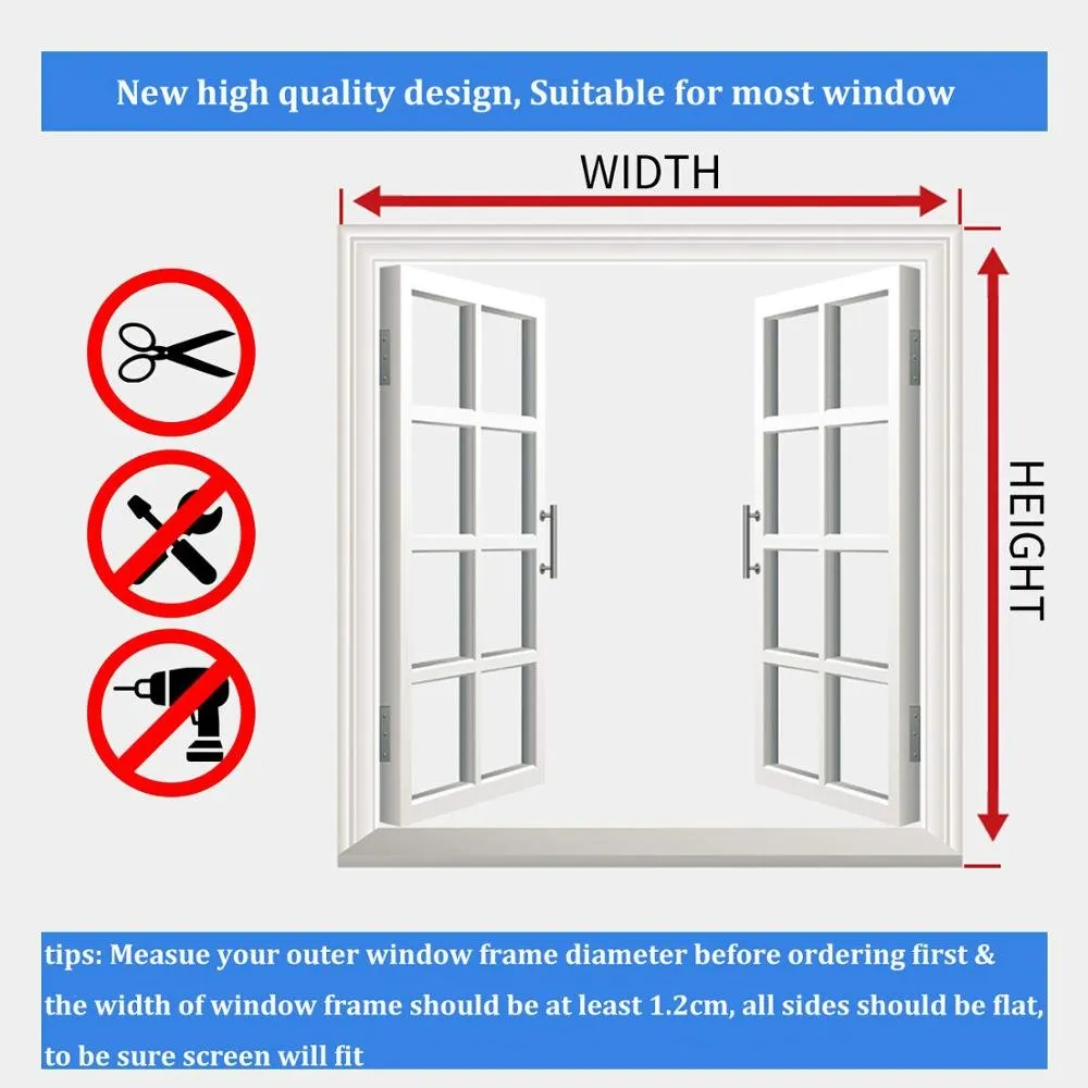 Magnetic Window Screen - Adjustable DIY Magnetic Mesh, Washable & Anti Fly Mosquito Net