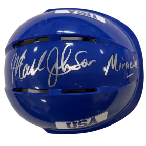 Mark Johnson Autographed Royal Blue Mini Helmet "Miracle" (#10/10)