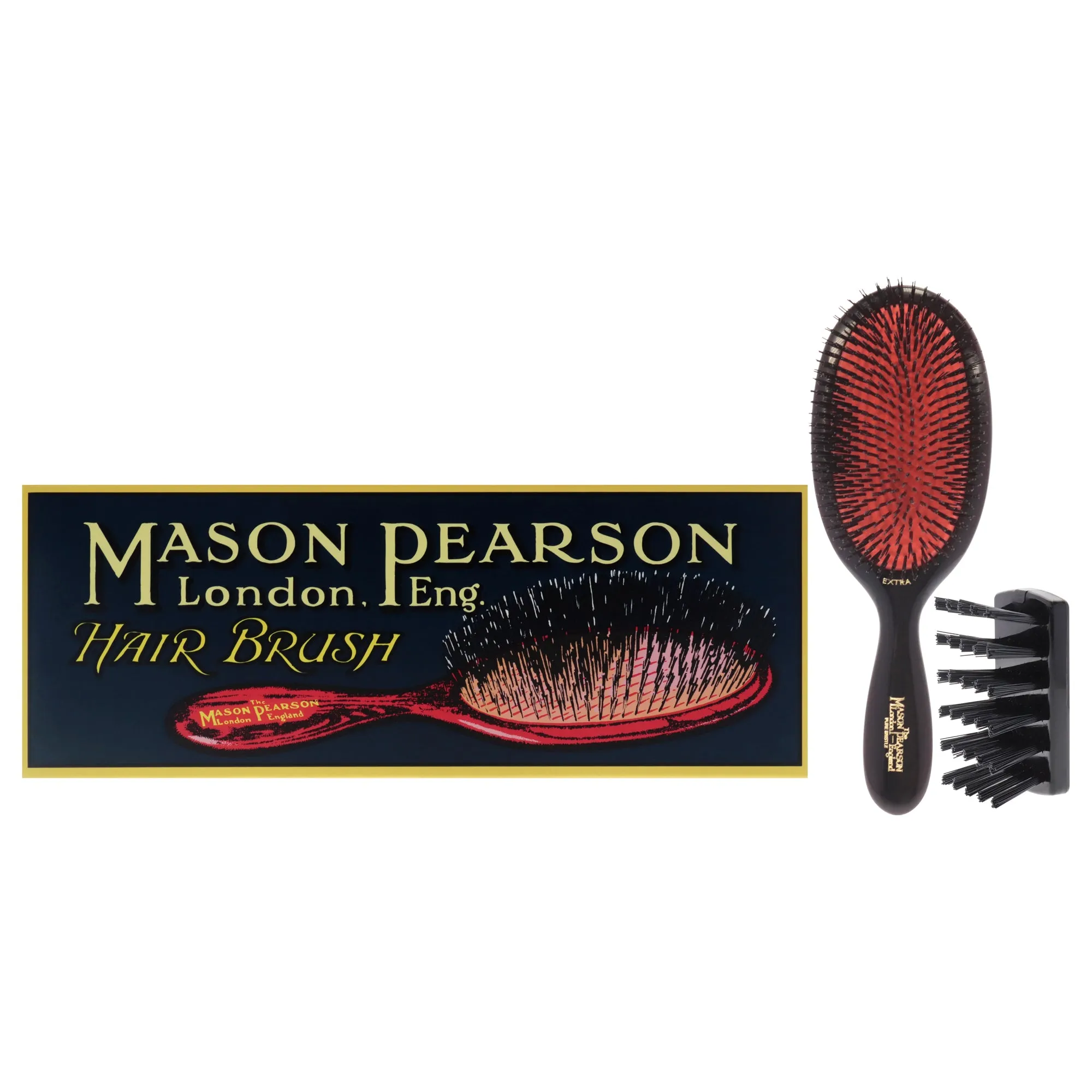 Mason Pearson Extra Large Pure Bristle Brush - B1 Dark Ruby By Mason Pearson For Unisex - 2 Pc Hair Brush And Cle  2 Pc