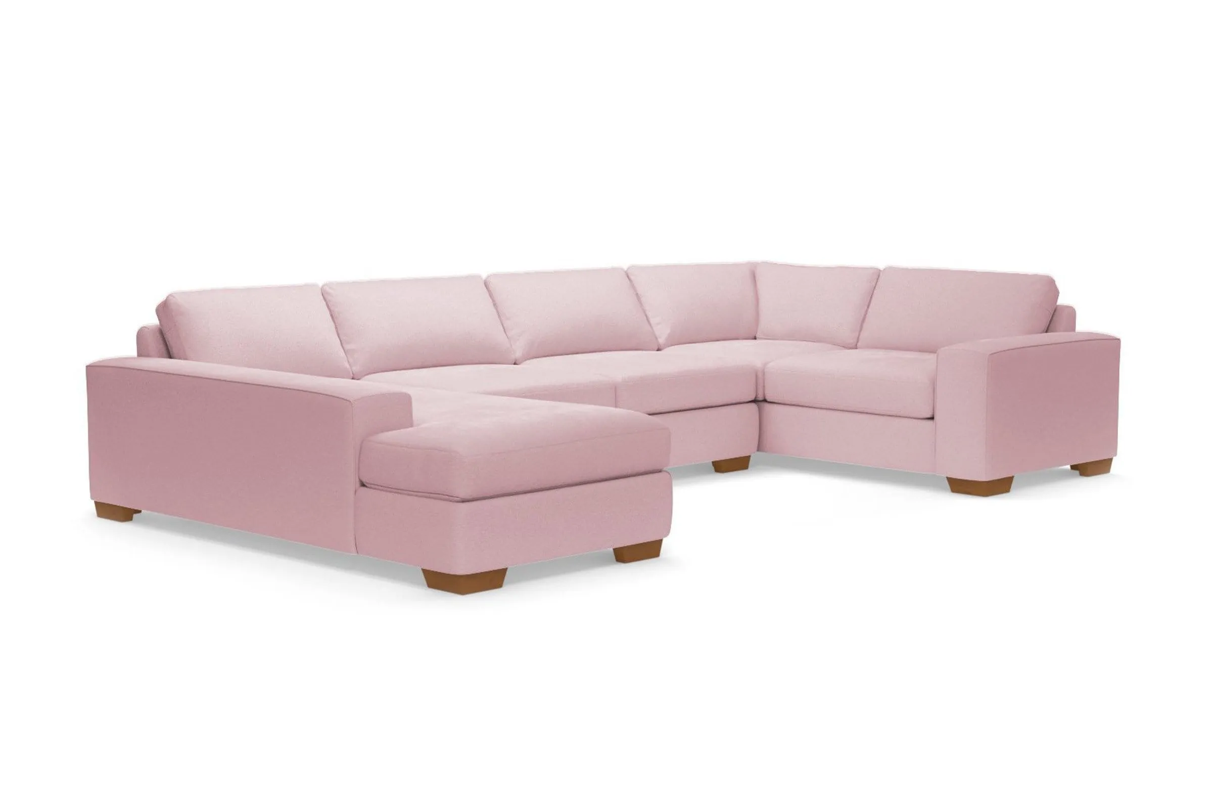 Melrose 3pc Sleeper Sectional :: Leg Finish: Pecan / Configuration: LAF - Chaise on the Left / Sleeper Option: Memory Foam Mattress