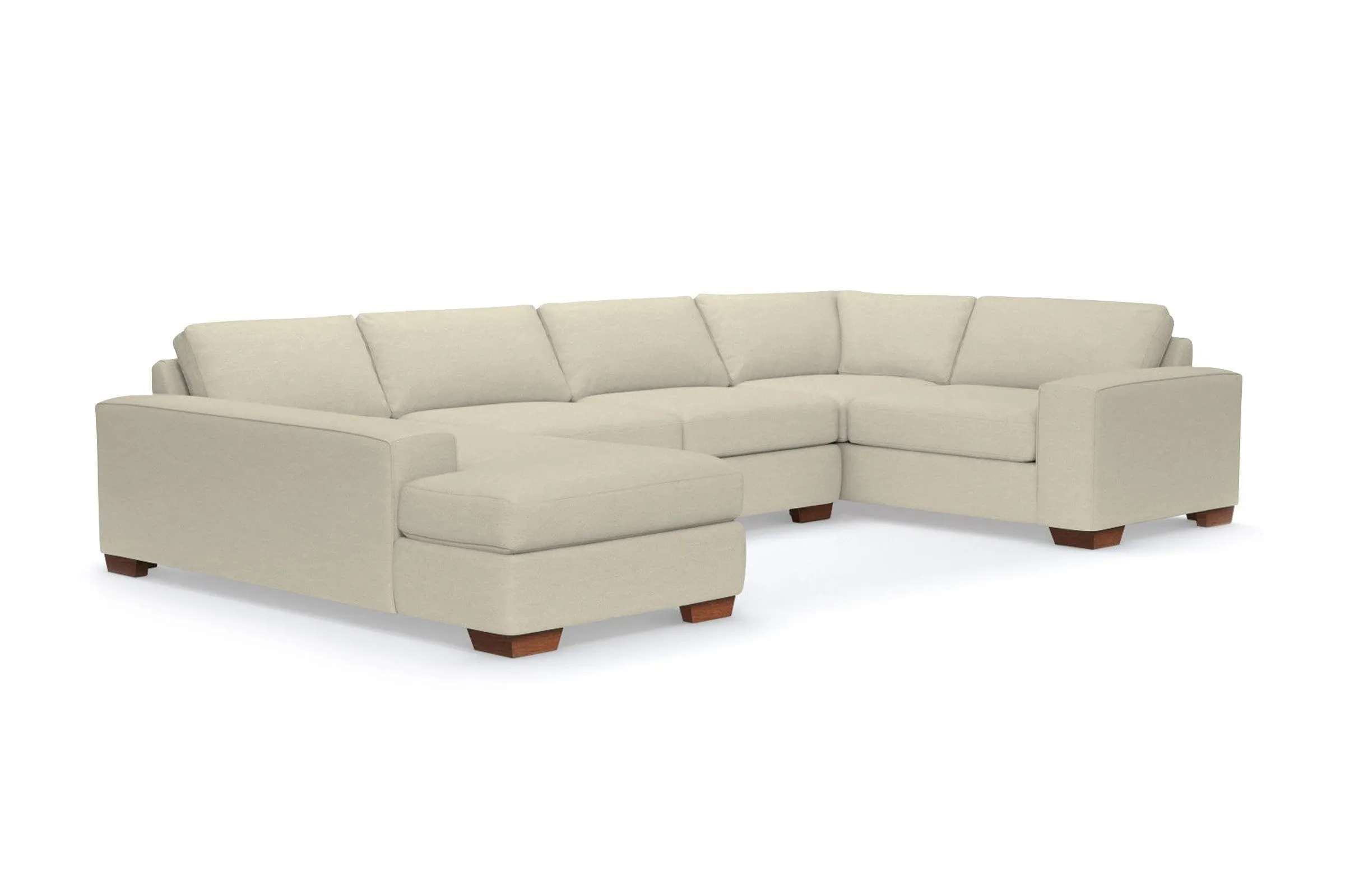 Melrose 3pc Sleeper Sectional :: Leg Finish: Pecan / Configuration: LAF - Chaise on the Left / Sleeper Option: Memory Foam Mattress