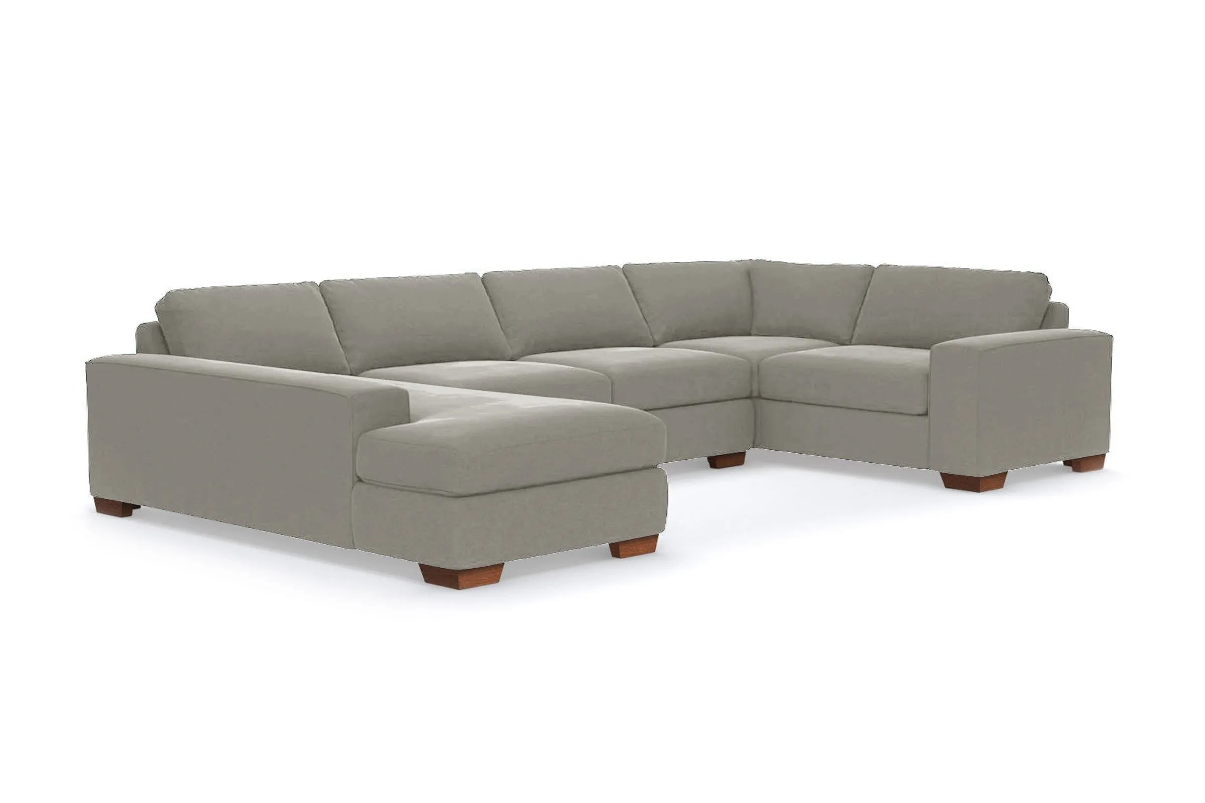 Melrose 3pc Sleeper Sectional :: Leg Finish: Pecan / Configuration: LAF - Chaise on the Left / Sleeper Option: Memory Foam Mattress