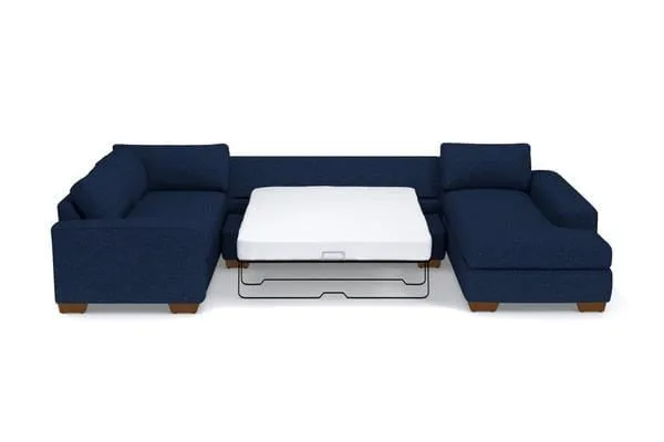 Melrose 3pc Sleeper Sectional :: Leg Finish: Pecan / Configuration: LAF - Chaise on the Left / Sleeper Option: Memory Foam Mattress