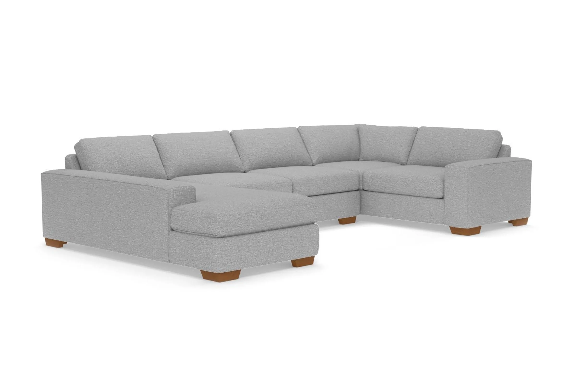 Melrose 3pc Sleeper Sectional :: Leg Finish: Pecan / Configuration: LAF - Chaise on the Left / Sleeper Option: Memory Foam Mattress