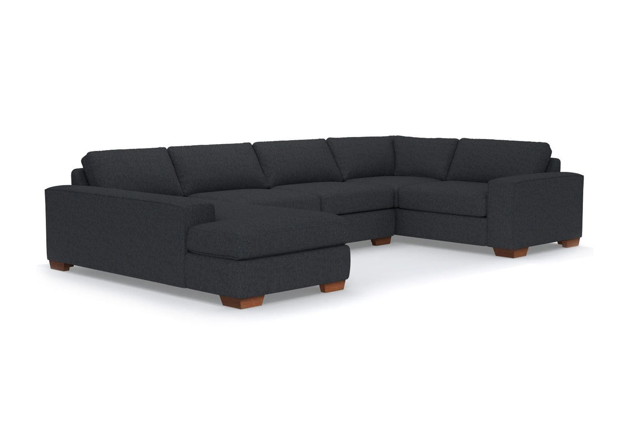 Melrose 3pc Sleeper Sectional :: Leg Finish: Pecan / Configuration: LAF - Chaise on the Left / Sleeper Option: Memory Foam Mattress