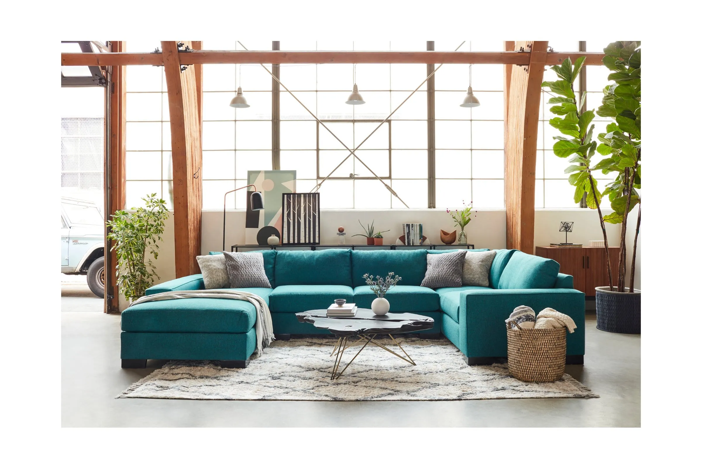 Melrose 3pc Sleeper Sectional :: Leg Finish: Pecan / Configuration: LAF - Chaise on the Left / Sleeper Option: Memory Foam Mattress