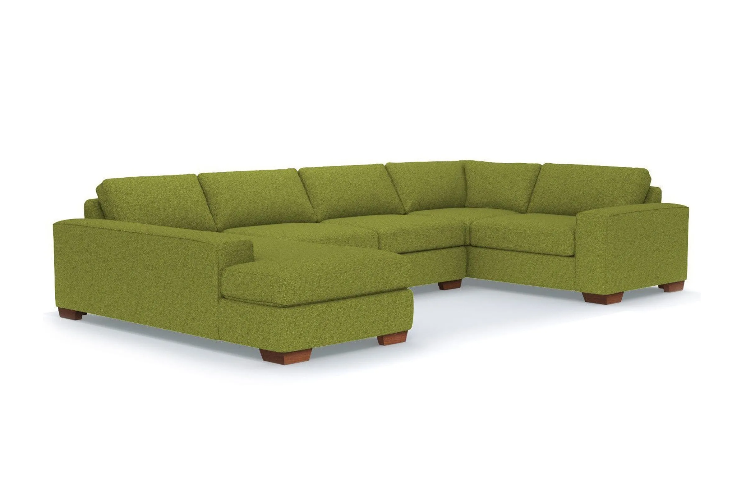 Melrose 3pc Sleeper Sectional :: Leg Finish: Pecan / Configuration: LAF - Chaise on the Left / Sleeper Option: Memory Foam Mattress