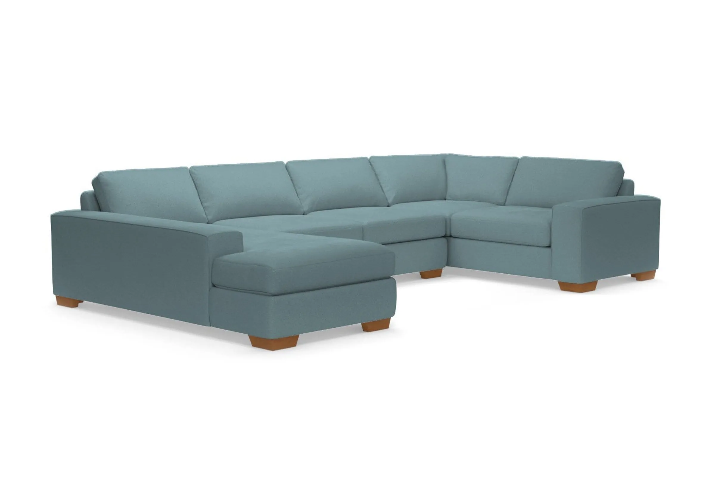 Melrose 3pc Sleeper Sectional :: Leg Finish: Pecan / Configuration: LAF - Chaise on the Left / Sleeper Option: Memory Foam Mattress