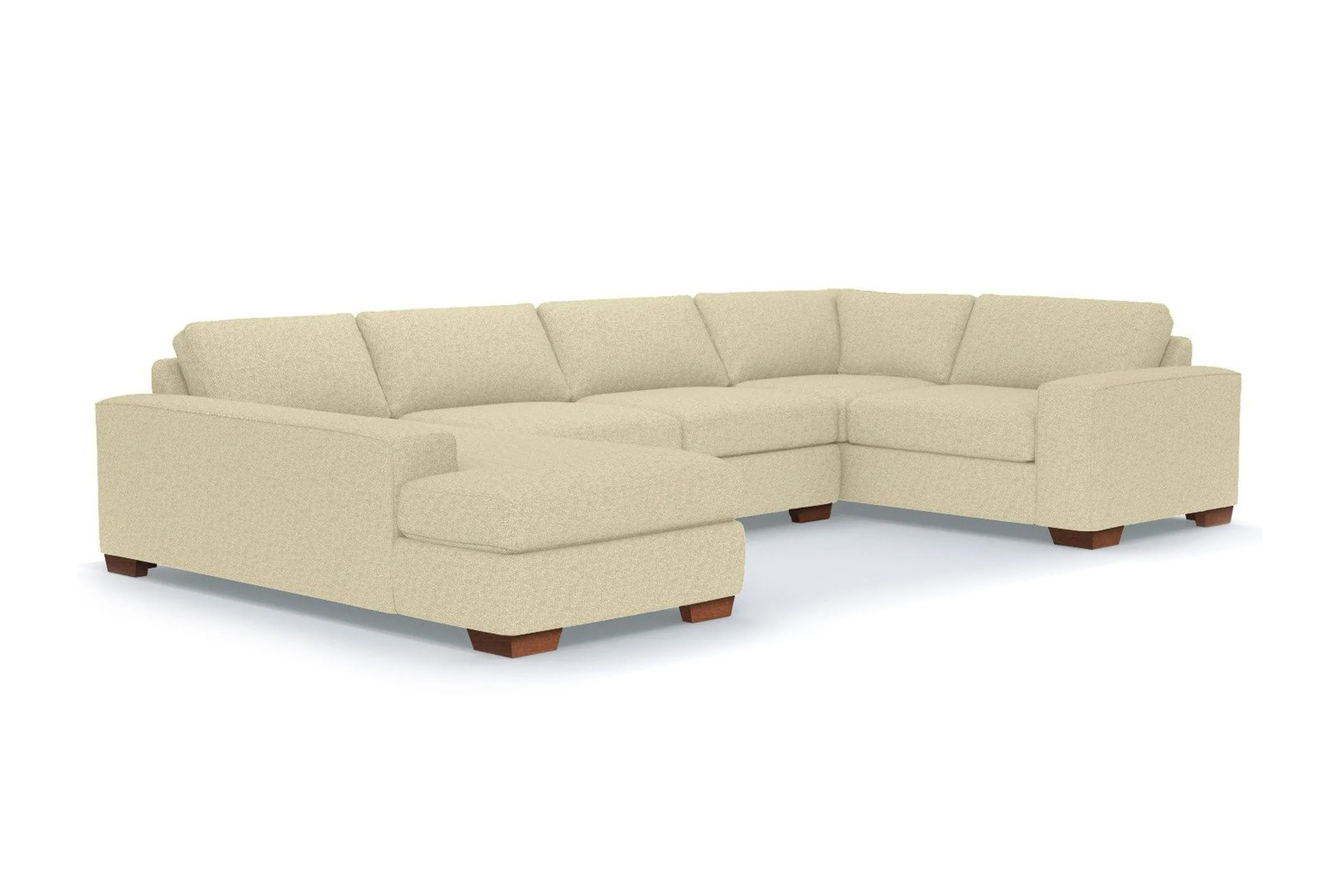 Melrose 3pc Sleeper Sectional :: Leg Finish: Pecan / Configuration: LAF - Chaise on the Left / Sleeper Option: Memory Foam Mattress