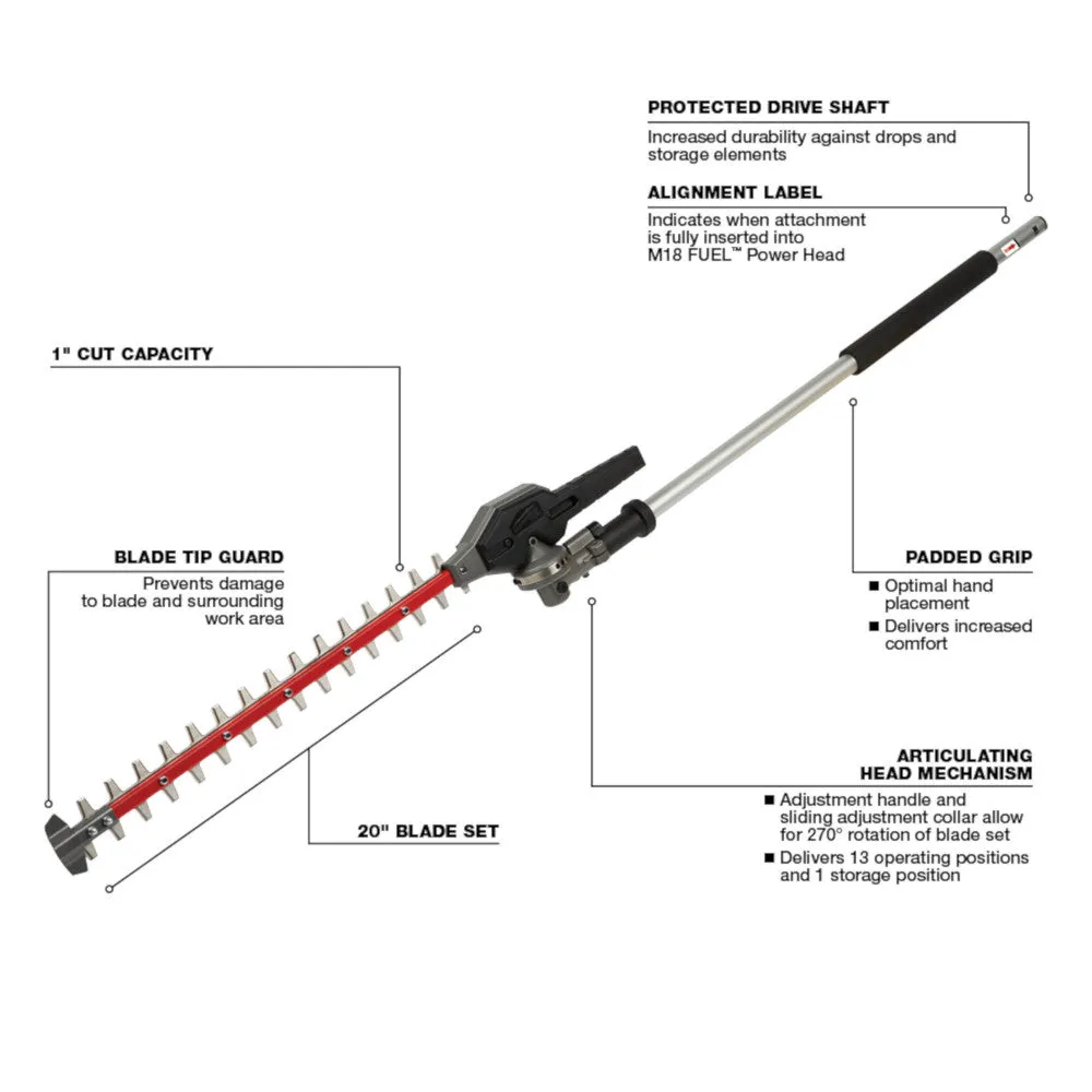 Milwaukee 49-16-2719 M18 FUEL QUIK-LOK Articulating Hedge Trimmer Attachment