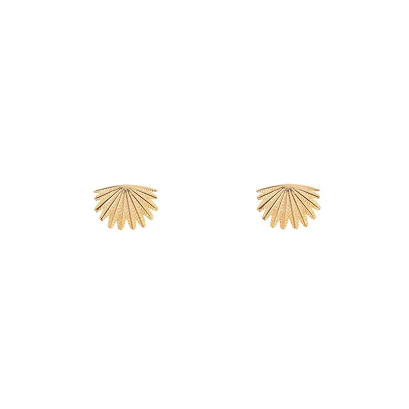 Mini Fan Tail Studs Gold Plate | by Boh Runga