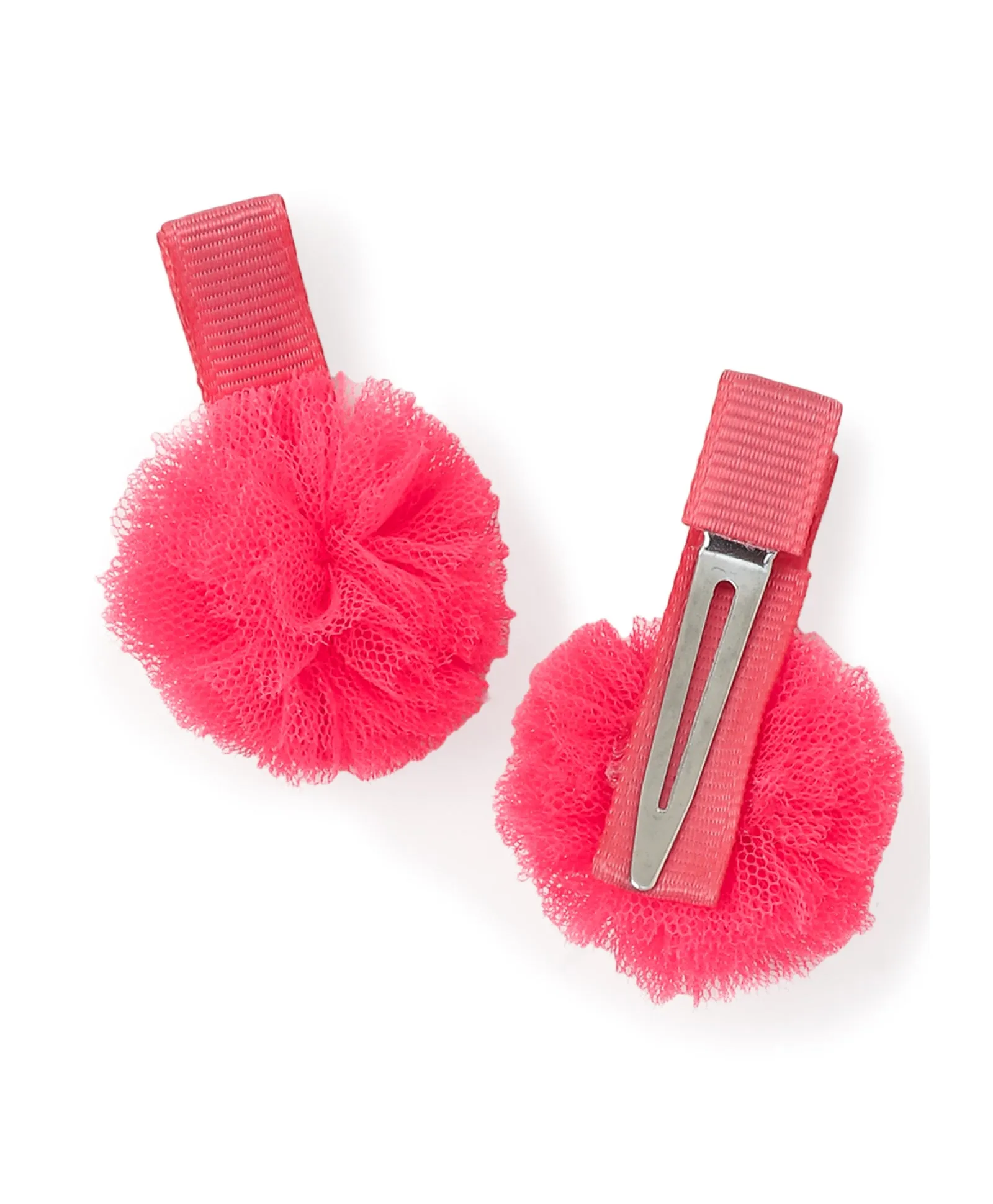 Mini Pom Pom Alligator Clip Set - Neon Pink