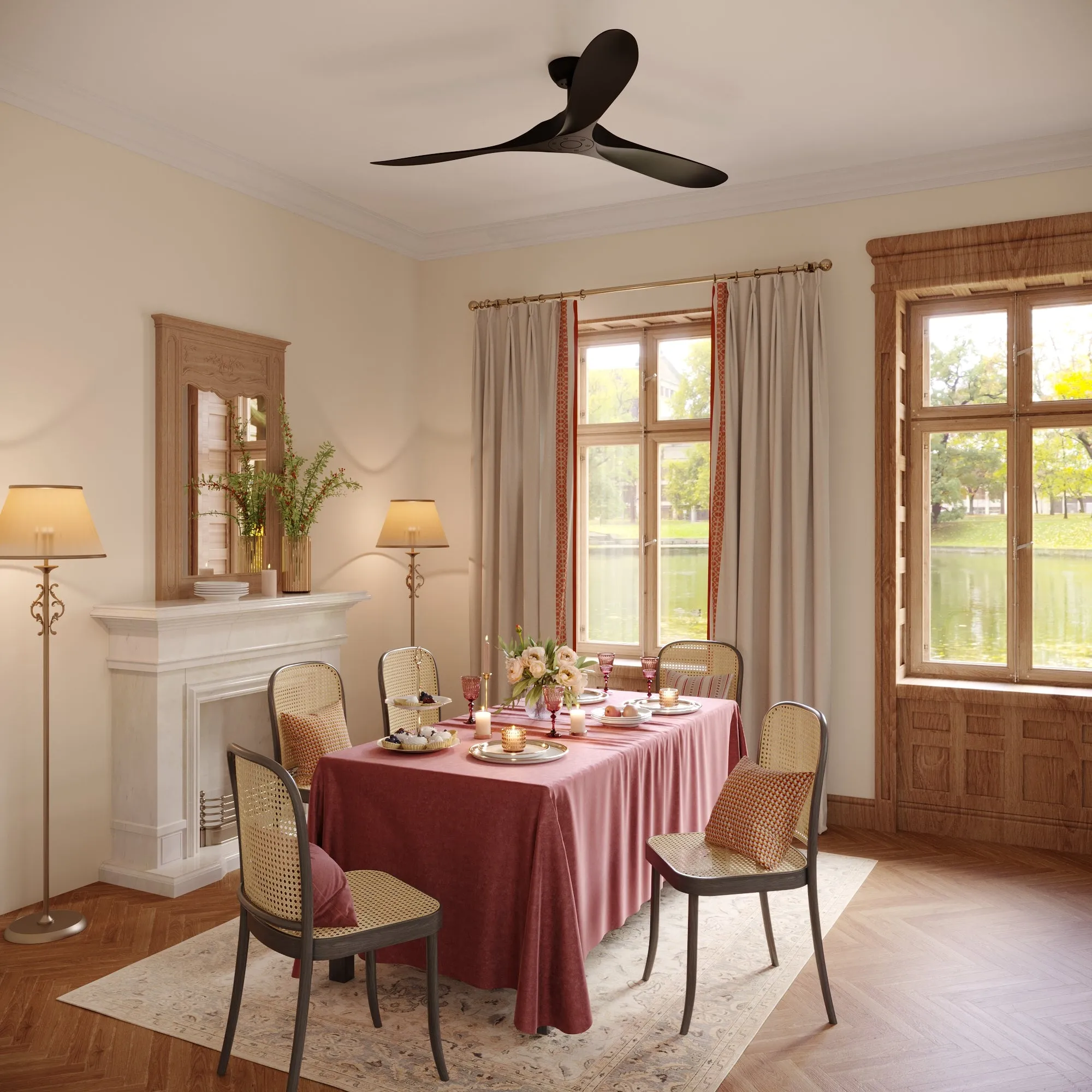 Modern Black Ceiling Fan With 3 Blades