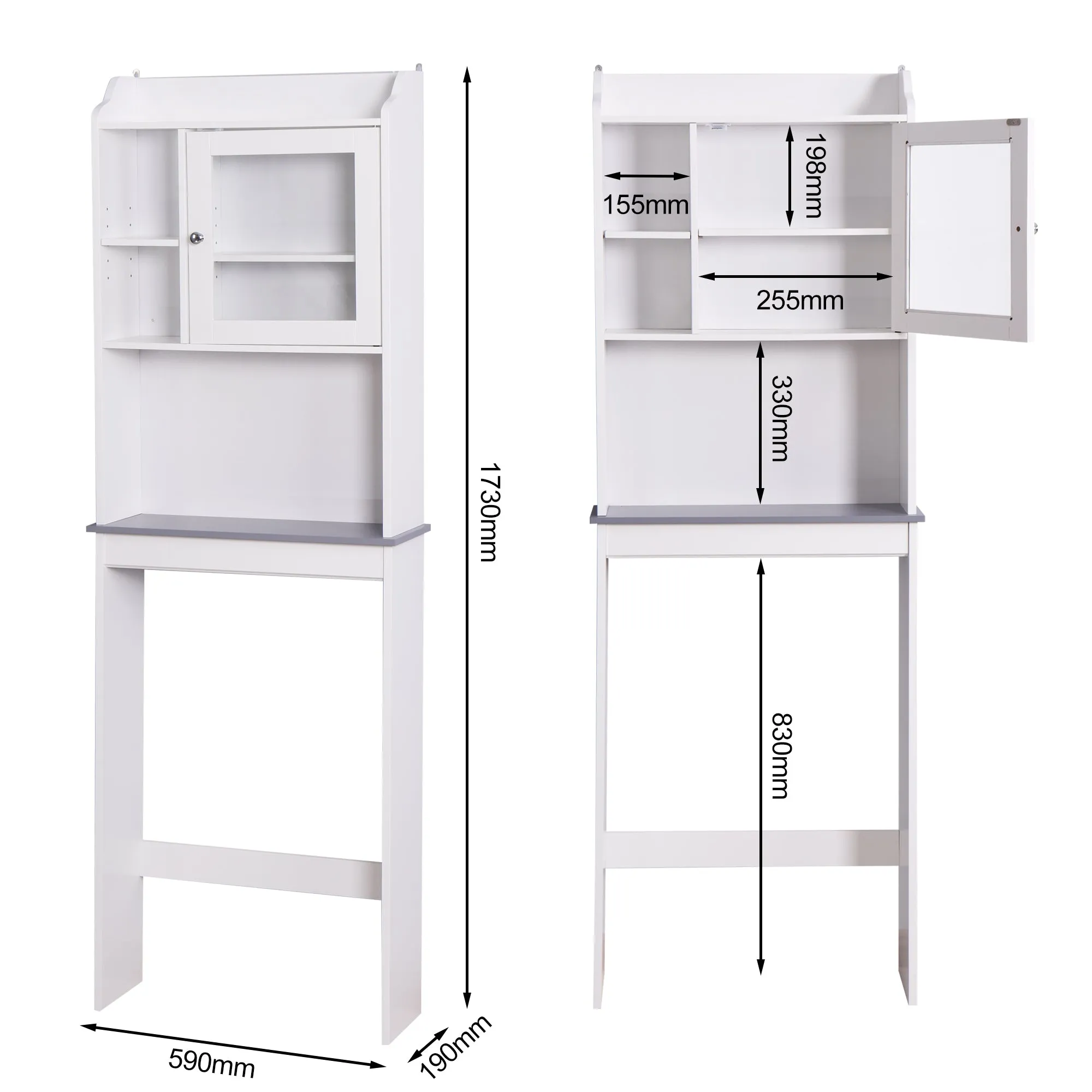 Modern Over The Toilet Space Saver Organization Wood Storage Cabinet for Home, Bathroom -White