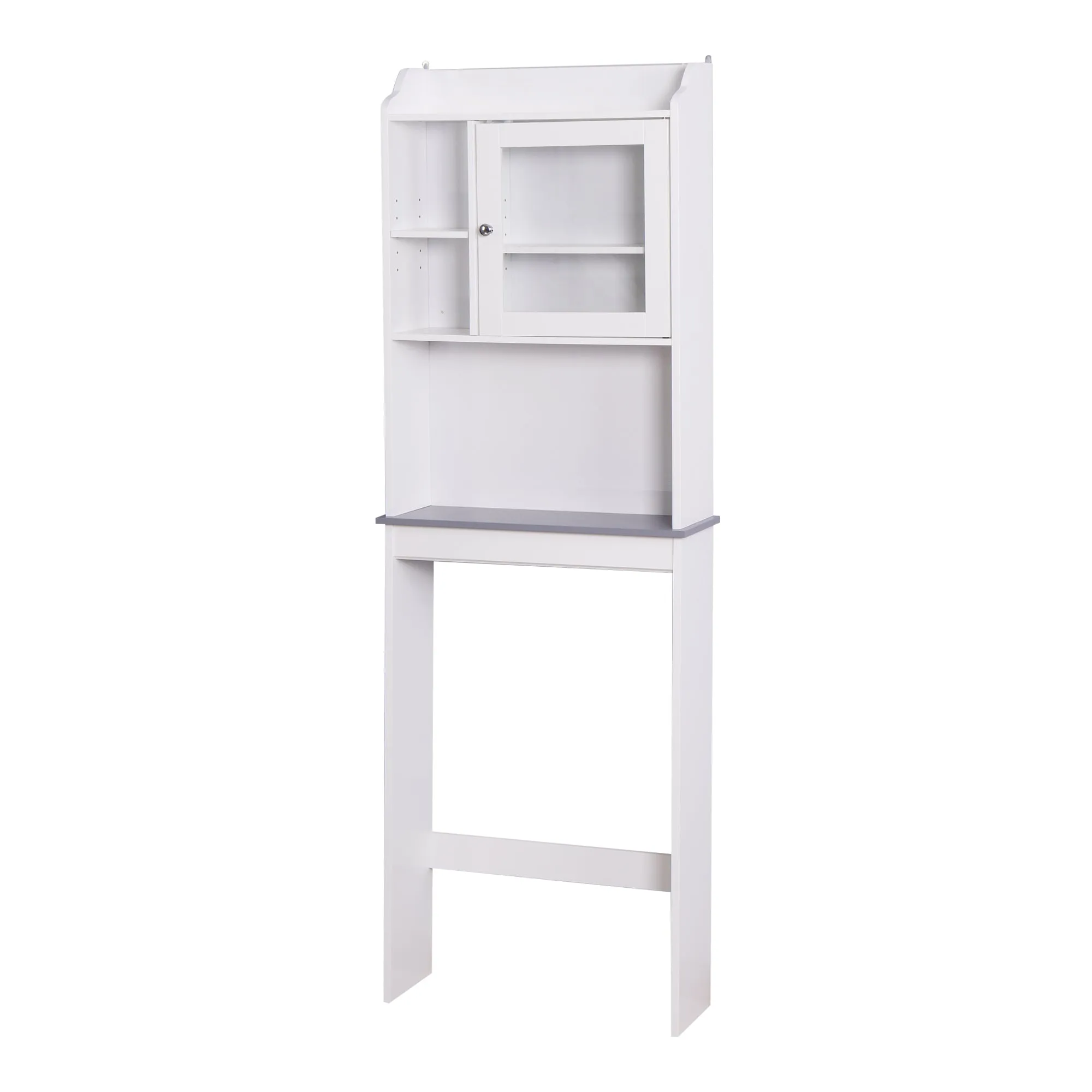 Modern Over The Toilet Space Saver Organization Wood Storage Cabinet for Home, Bathroom -White