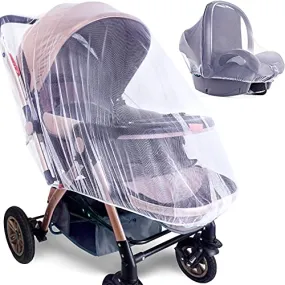 Mosquito Net for Stroller - 2 Pack Durable Baby Stroller Mosquito Net - Perfect Bug Net for Strollers, Bassinets, Cradles, Playards, Pack N Plays and Portable Mini Crib (White) …