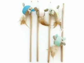 MOUSE CAT WANDS - 35 CM YELLOW, GREEN, BLUE, PINK