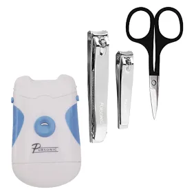 Nail Care Essentials Kit: Premium Nail Clippers, Stainless Steel Scissors, and Portable Electric Nail Trimmer & Filer