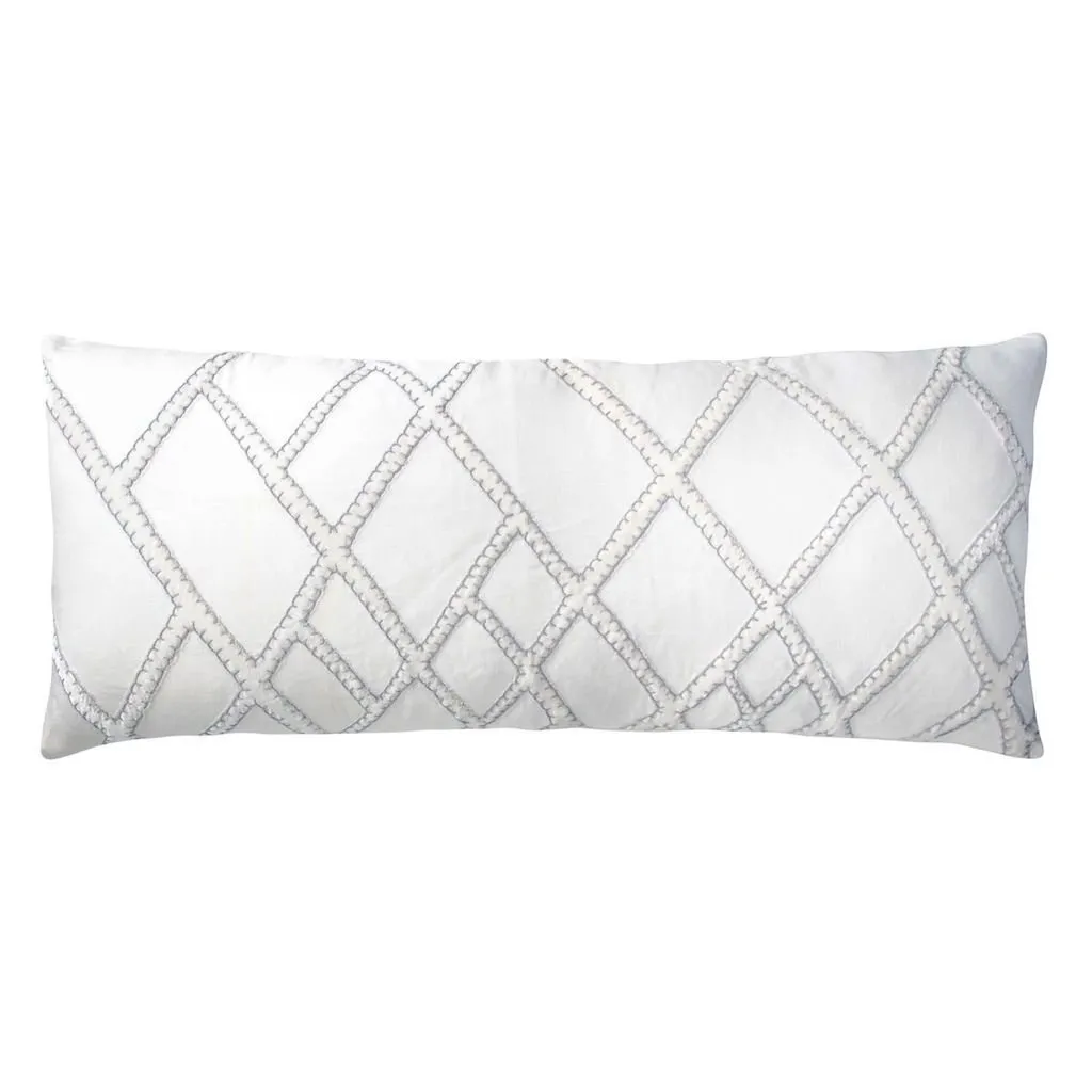 Net White & Grey Velvet Appliqué Pillow