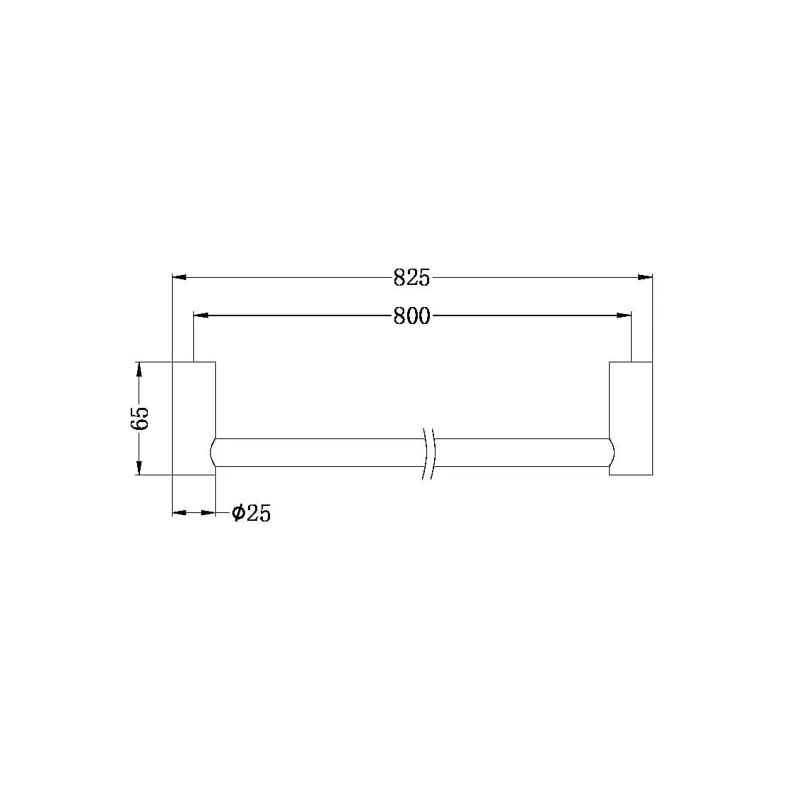 New MECCA Single Towel Rail 800MM Matte Black 2330-MB