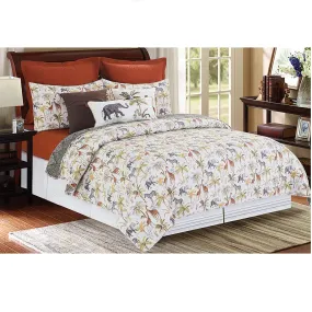 Nico Safari Quilt Mini Set Queen or Full Size Quilt 90 Inches X 92 Inches and 2 Standard Shams