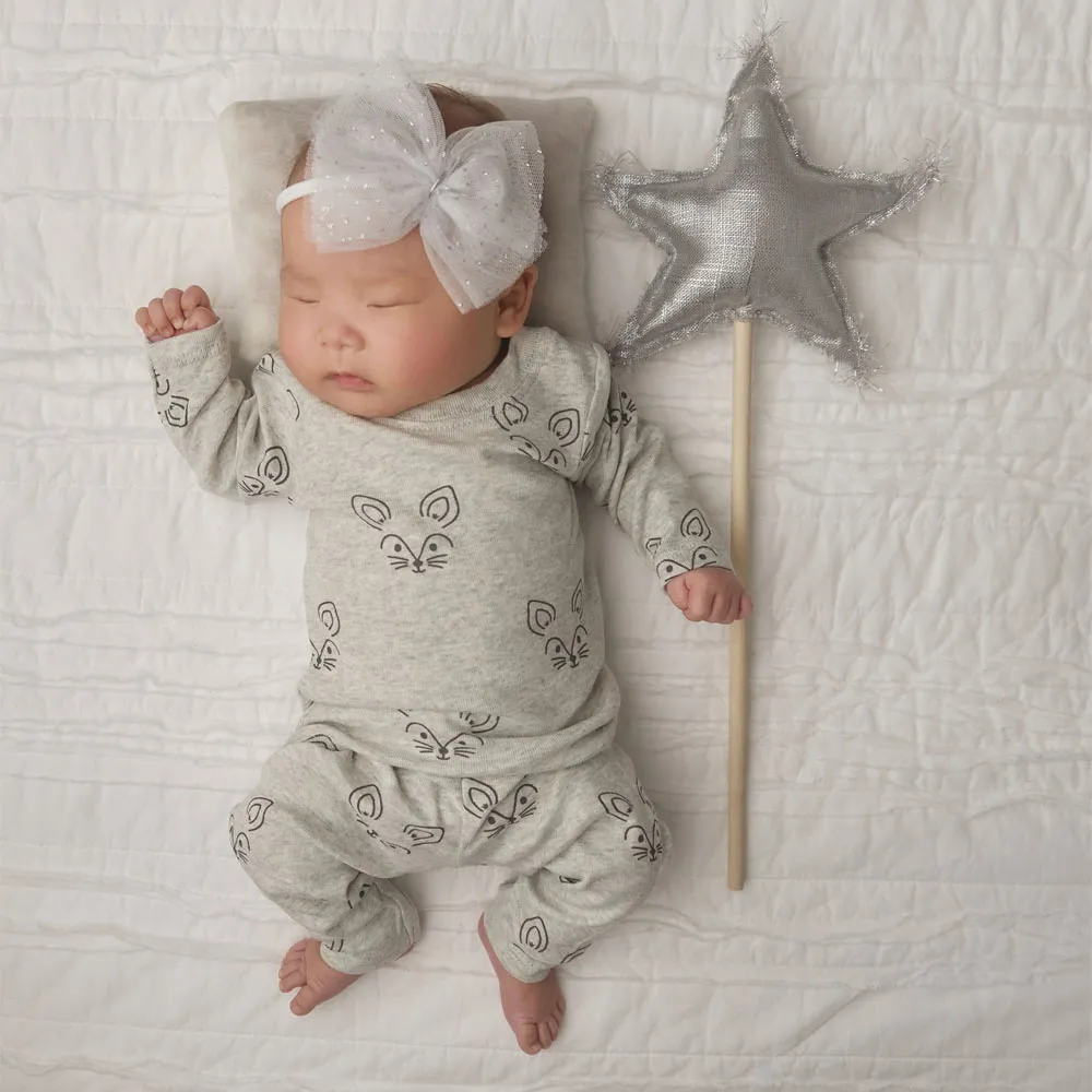 oh baby! Metallic Linen Star Wand - Silver