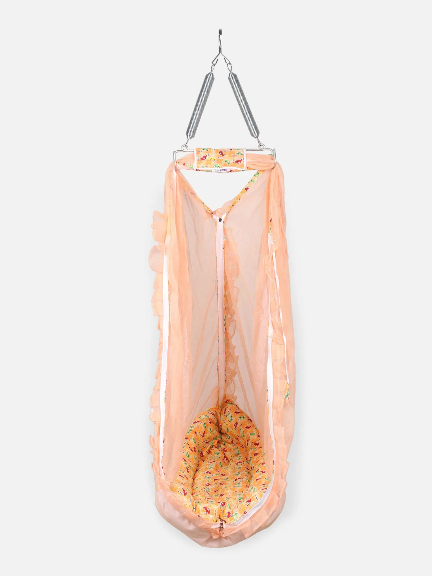 Oh Baby Printed Thuli Mosquito Net Cotton Bed - Orange