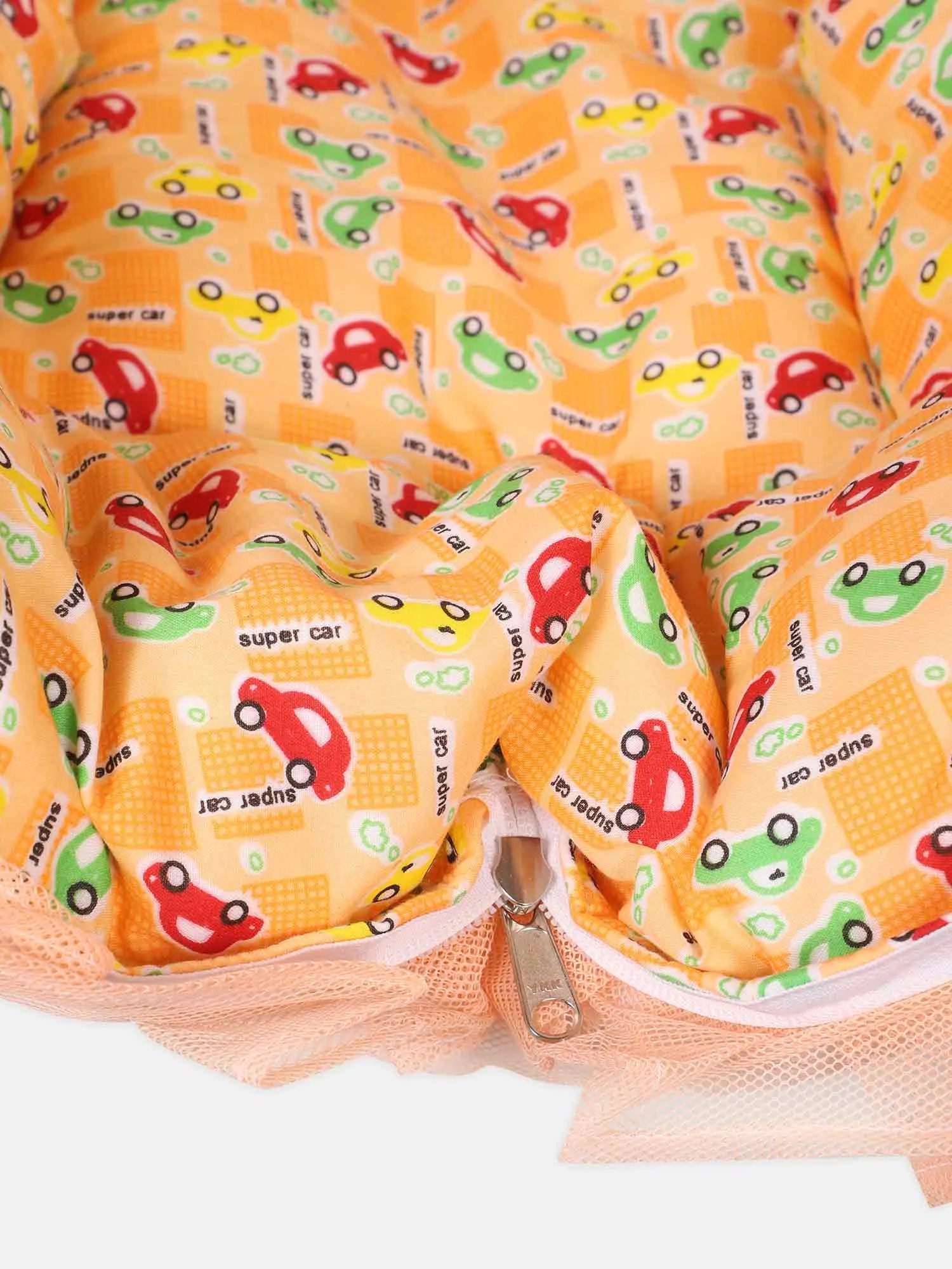 Oh Baby Printed Thuli Mosquito Net Cotton Bed - Orange