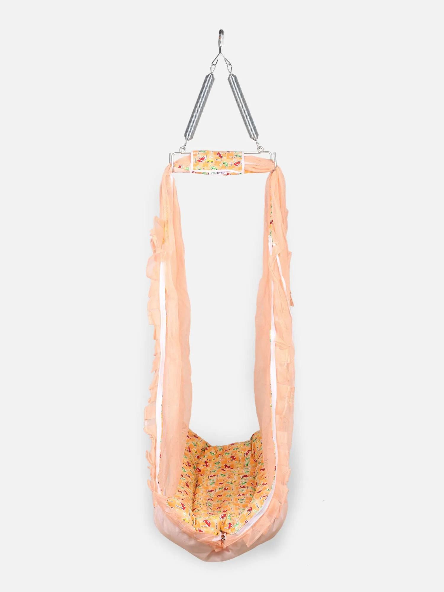 Oh Baby Printed Thuli Mosquito Net Cotton Bed - Orange