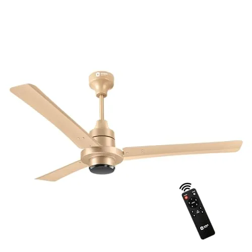 Orient Electric I Tome 1200mm 26W Intelligent BLDC Energy Saving Ceiling Fan with Remote| 3 Year On-Site Manufacturer's Warranty | 5 Star Rated (Gold, Pack of 1)