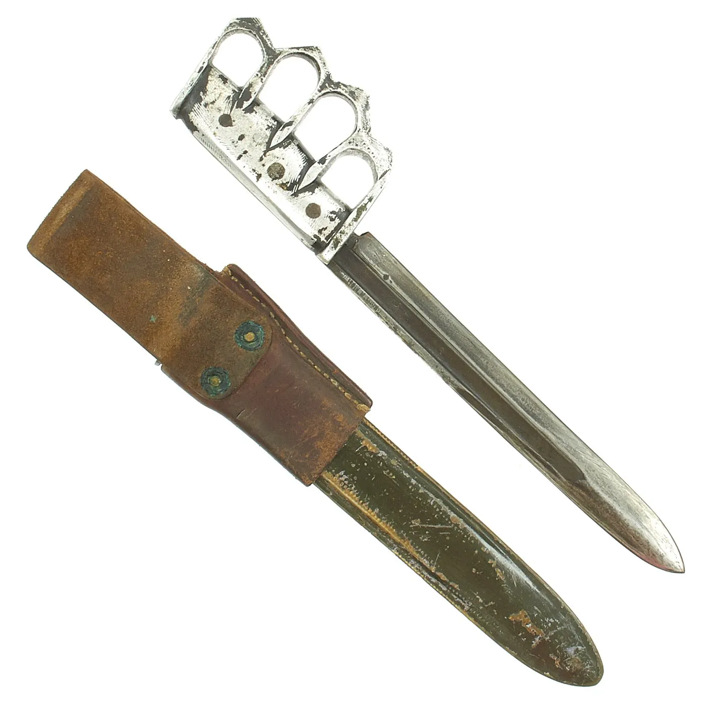 Original U.S. WWII Custom Knuckle Duster Fighting Knife As Seen in Book Signed By Author - Page 312